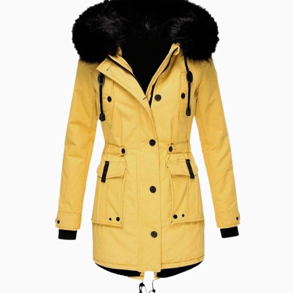 Bunty | Faux Fur Hooded Parka Coat with Drawstring Waist