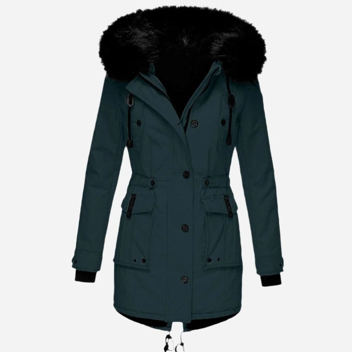 Bunty | Faux Fur Hooded Parka Coat with Drawstring Waist