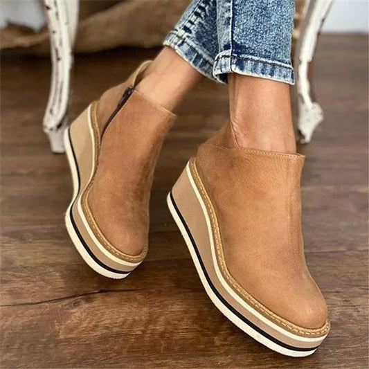 Cora | Suede-Look Wedge Chelsea Ankle Boots