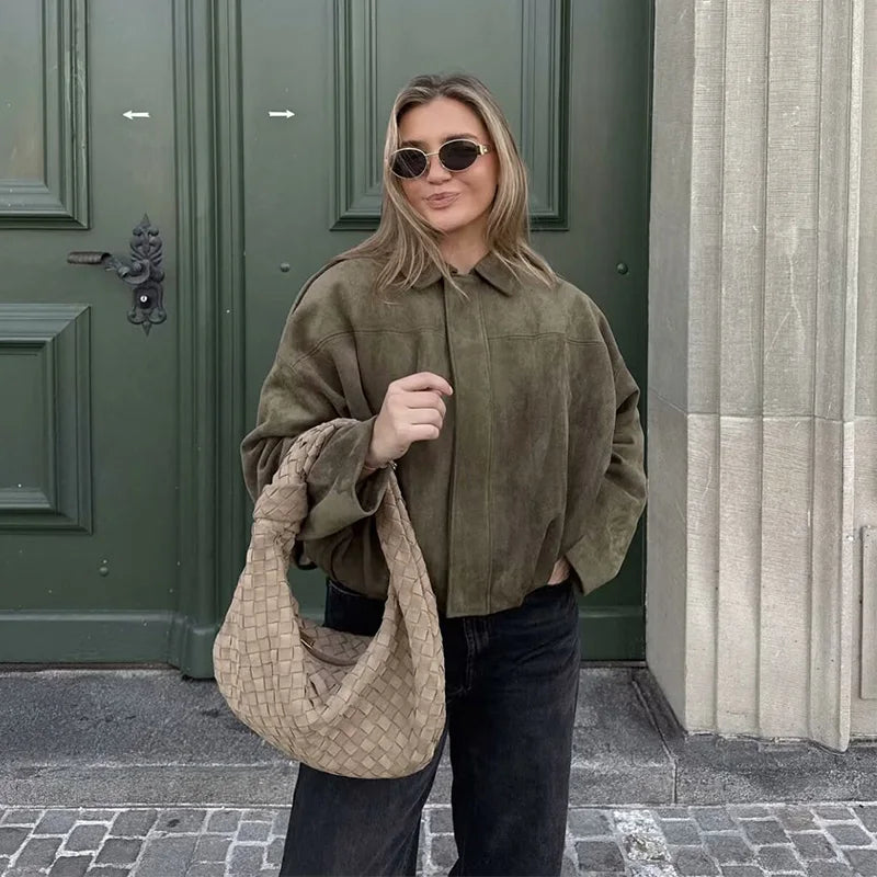 Sarah | Women's Oversized Cropped Bomber Jacket