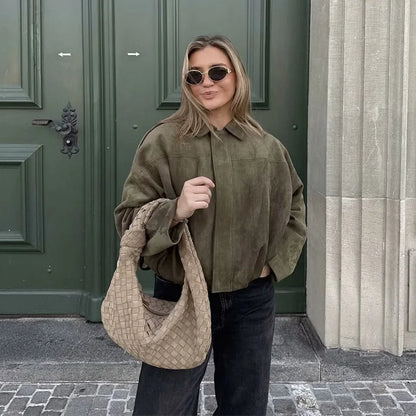 Sarah | Women's Oversized Cropped Bomber Jacket