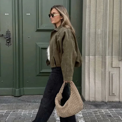 Sarah | Women's Oversized Cropped Bomber Jacket