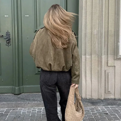 Sarah | Women's Oversized Cropped Bomber Jacket