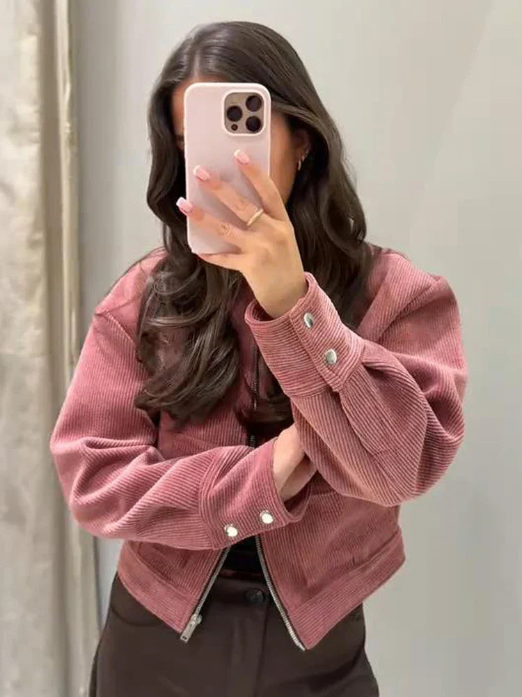 Harper | Women's Cropped Zip Up Bomber Jacket
