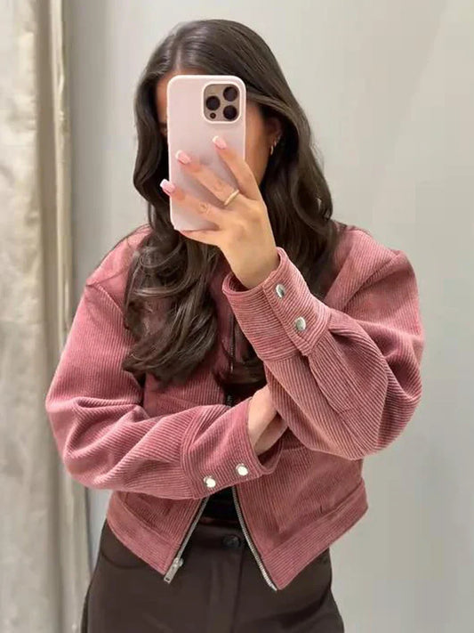 Harper | Women's Cropped Zip Up Bomber Jacket
