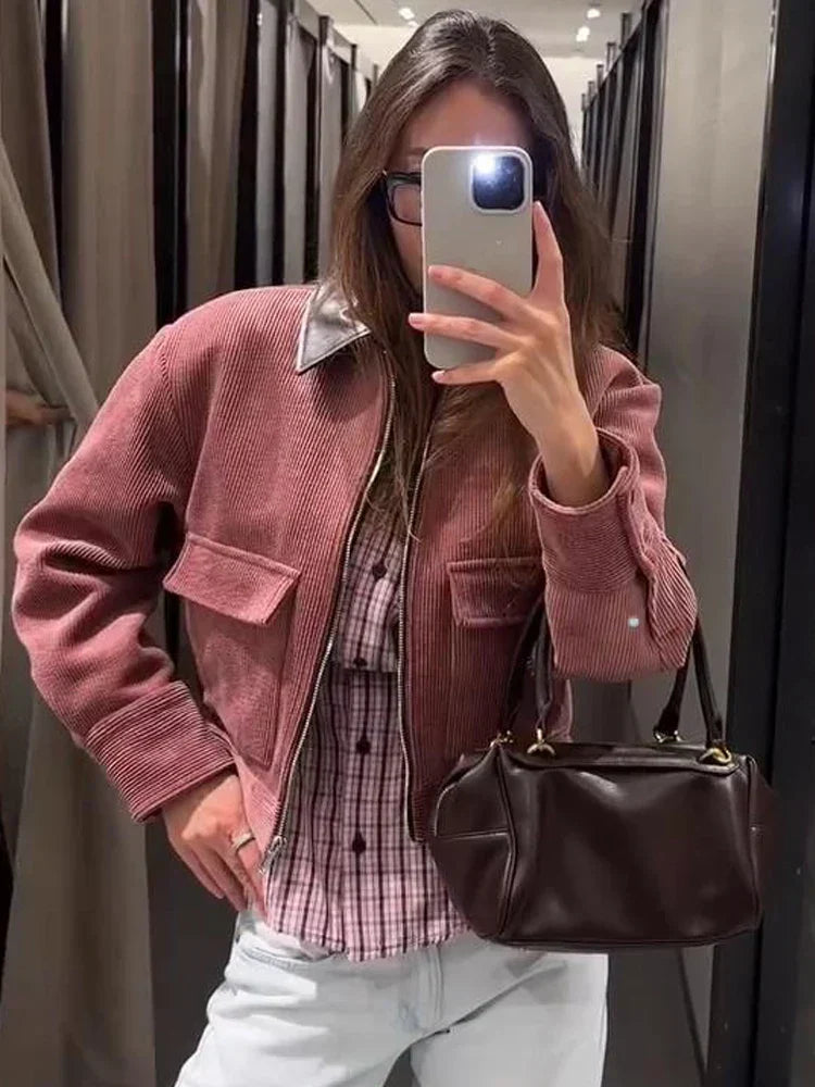 Harper | Women's Cropped Zip Up Bomber Jacket