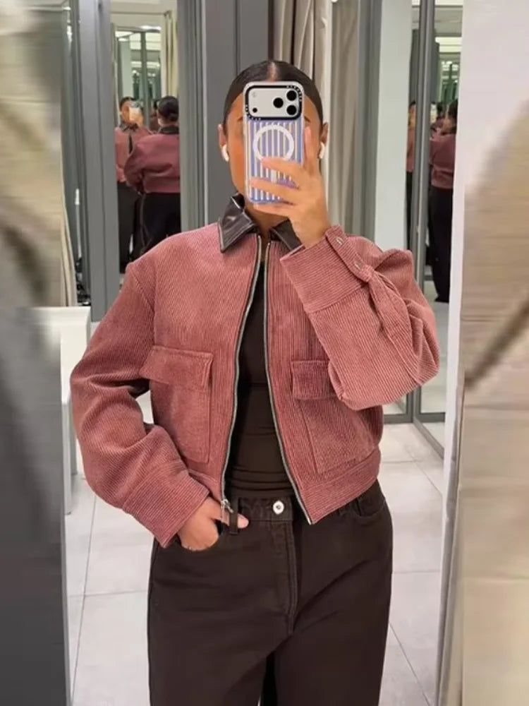 Harper | Women's Cropped Zip Up Bomber Jacket