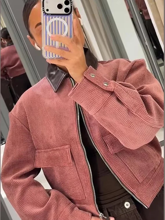 Harper | Women's Cropped Zip Up Bomber Jacket